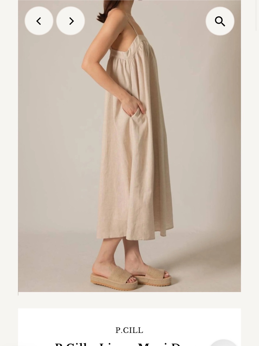 Light Cream Maxi Linen-Style Sundress Skirt - Picture 2 of 10